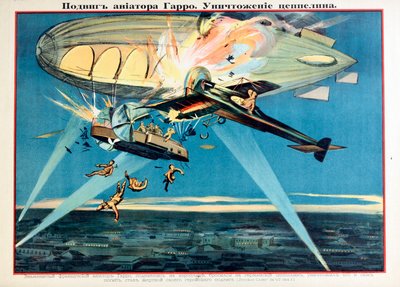 Roland Garros Attacking a Zeppelin by Anonymous Anonymous