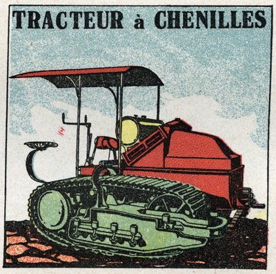 Mechanical traction: tracked tractor. Anonymous illustration of 1925. Private collection by Anonymous Anonymous
