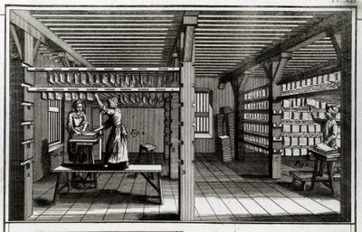 Paper Factory: The Drying Stage - 18th Century Engraving - Private Collection by Anonymous Anonymous