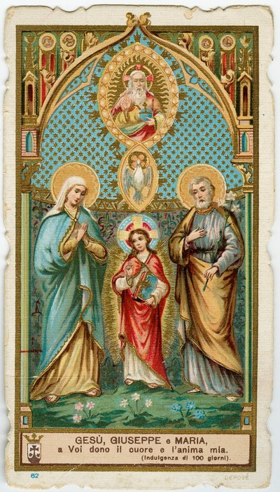 Pious image: The holy family with the Holy Spirit and God by Anonymous Anonymous