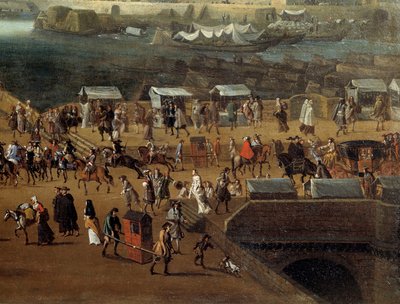 Porter Chairs and Crowd on the Pont Neuf in Paris in the 17th Century (Detail) by Anonymous Anonymous