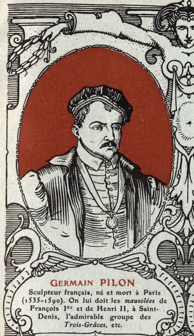 Portrait of Germain Pilon, French sculptor. Engraving from 1914. Private collection. by Anonymous Anonymous