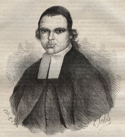 Portrait of Louis Bonafous, in religion Frere Leotade, accused of raping and murder. He died at the Toulon Bagne on 27 Jan. 1850. Engraving in 