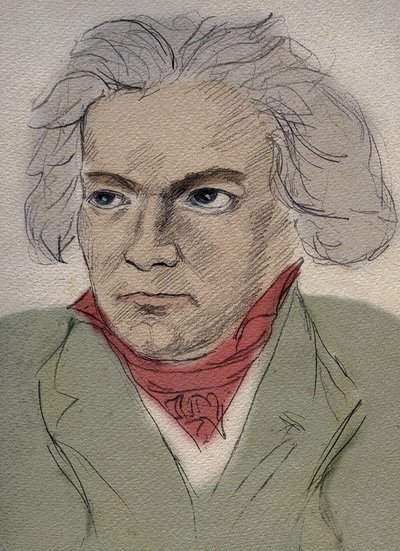 Portrait of Ludwig van Beethoven, German composer - anonymous drawing from the beginning of the 20th century by Anonymous Anonymous