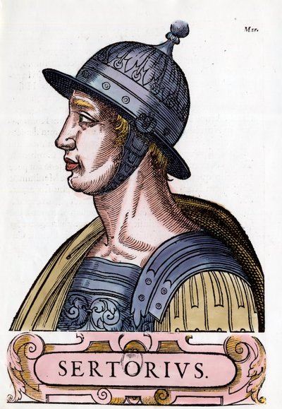 Portrait of Quintus Sertorius, Roman general. Engraving. Private collection. by Anonymous Anonymous