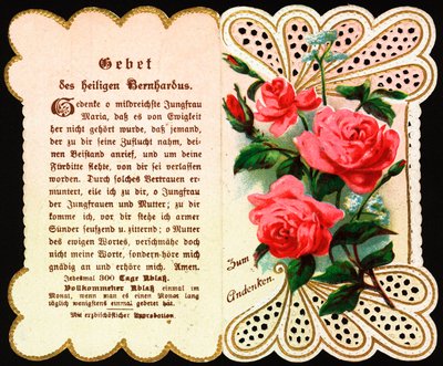 Prayer addressed to St. Bernard. Pious image. Postcard. The beginning of the 20th century. Private Collection by Anonymous Anonymous