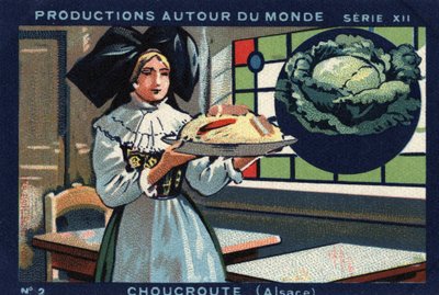 Productions around the world: sauerkraut in Alsace. Chromolithography of 1933 in Joseph-Milliat Album by Anonymous Anonymous