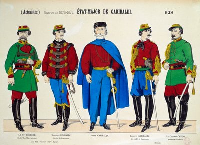 Risorgimento: General Staff of Giuseppe Garibaldi (1807-1882). The Heroes of the Italian Unite is Represented Surrounded by His Two Sons Menotti and Riciotti, by General Bordone and Colonel Canzio by Anonymous Anonymous