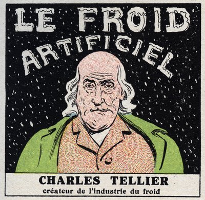The cold industry: artificial cold invented by Charles Tellier. Anonymous illustration from 1925. Private collection. by Anonymous Anonymous