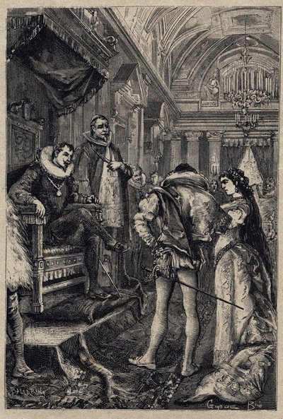 The marriage of Giulia Farnese with Orsino Orsini in the house of Rodrigo Borgia 1489 - engraving from 