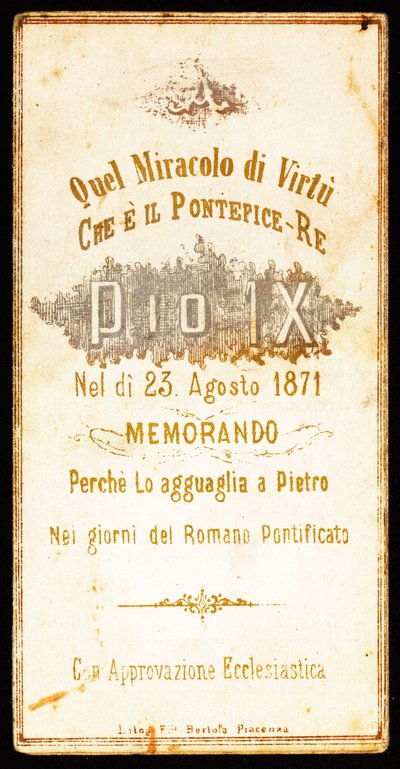 Tribute to Pope Pius IX. Pious image. 19th century. Private collection by Anonymous Anonymous