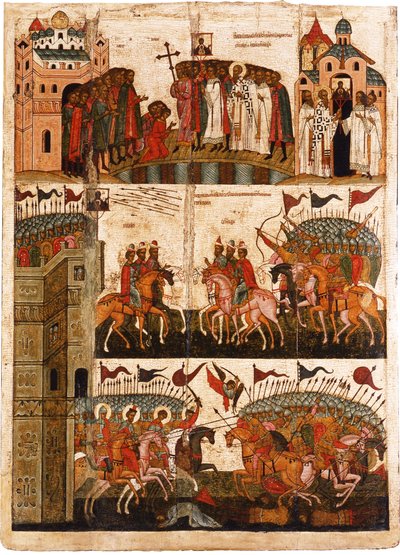 Battle between the Novgorodians and Suzdalians, Mid of the 15th century by Anonymous Russian icon painter