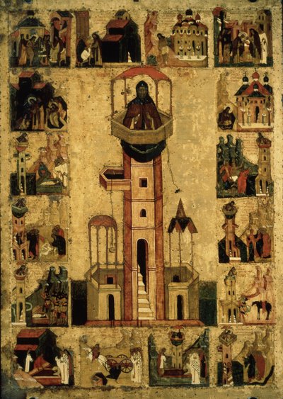 Saint Symeon the Stylite with Scenes from His Life, 16th Century by Anonymous Russian icon painter