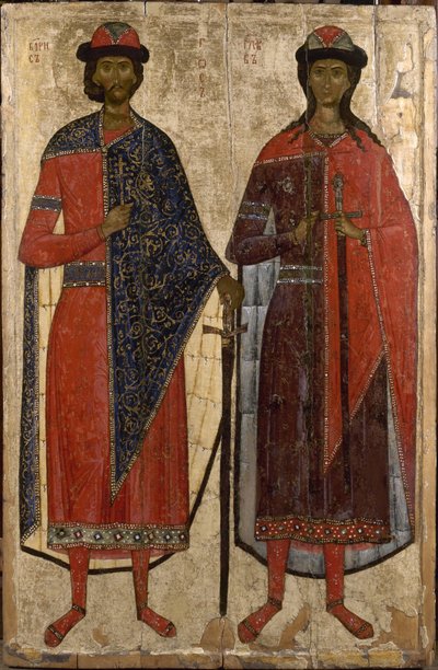Saints Boris and Gleb, Mid 14th Century by Anonymous Russian icon painter