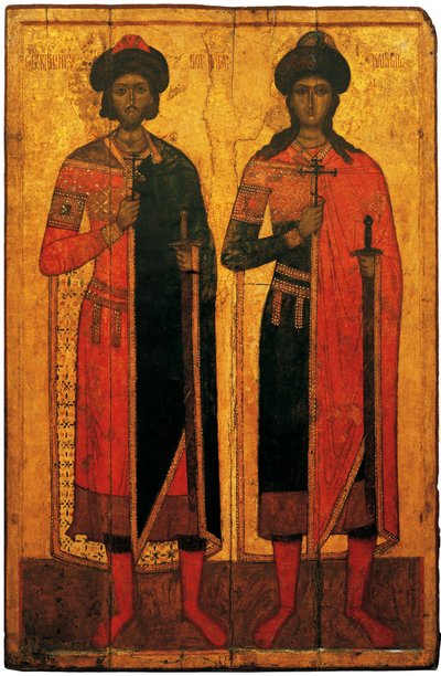 Saints Boris and Gleb, Mid 14th century by Anonymous Russian icon painter