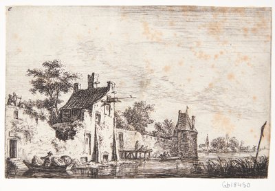 City Wall Leading to a River by Anthonie Waterloo