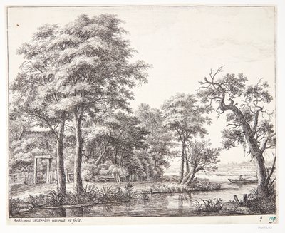Flood Landscape with Man in a Dinghy by Anthonie Waterloo