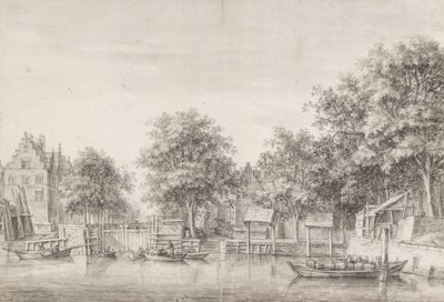 View of the Sint-Anthoniessluis in Amsterdam by Anthonie Waterloo