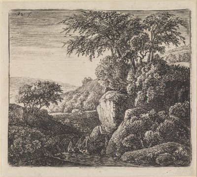 Landscape with Waterfall by Anthonie Waterloo