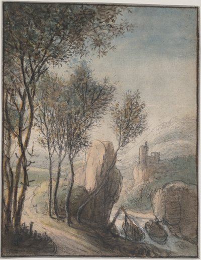 River Landscape with a Castle in the Distance by Anthonie Waterloo