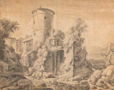 Ruin with Round Tower by Anthonie Waterloo