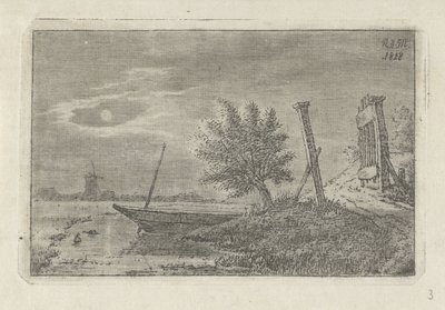 Landscape with Boat and Open Gate by Anthonie Willem Hendrik Nolthenius de Man