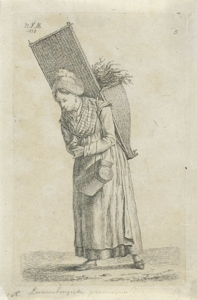 Woman from Luxembourg with a Basket on Her Back by Anthonie Willem Hendrik Nolthenius de Man