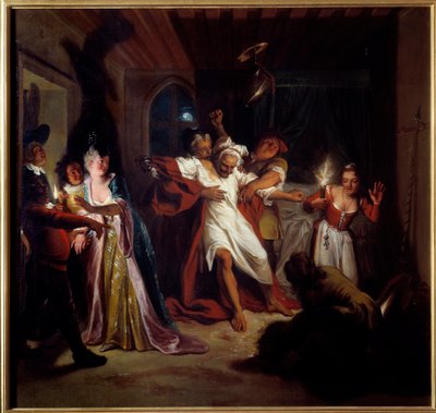 Sleeping Don Quixote fights the skins. 