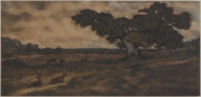 Bucks Near a Tree by Antoine Louis Barye