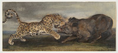Leopard Struggling with a Wild Boar by Antoine Louis Barye