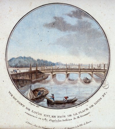 View of the bridge of Louis XVI, opposite the place of Louis XV, started in 1787 according to the drawings of Mr. Peronnet by Antoine Louis Francois Sergent Marceau