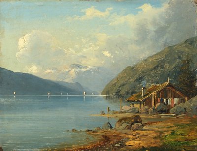 A Small Cabin at a Lake in Germany by Anton Eduard Kieldrup