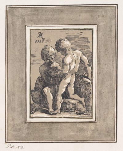 Two Children Playing with a Lamb, 1725 by Anton Maria Zanetti