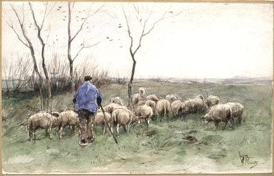 A Shepherd and His Flock by Anton Mauve