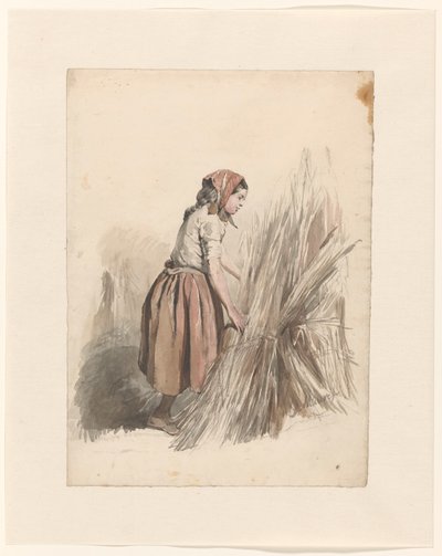 Girl with a Headscarf Working in the Field by Anton Mauve