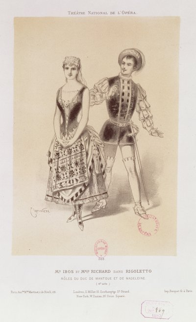 Mr. Ibos and Miss Richard as the Duke of Mantua and Magdalen in Rigoletto by Verdi, 1885 by Antonin Marie Chatiniere