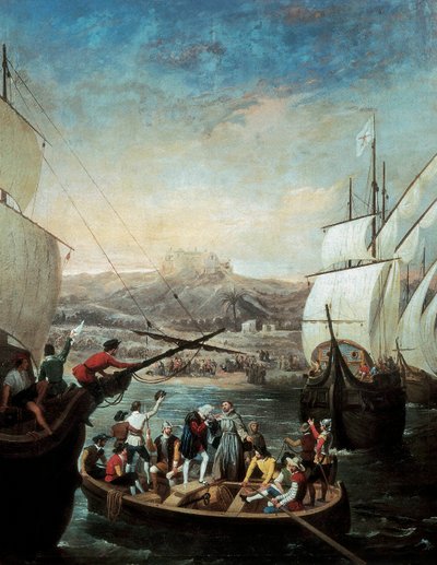 Departure of the Three Caravels of Christopher Columbus by Antonio Cabral Bejarano