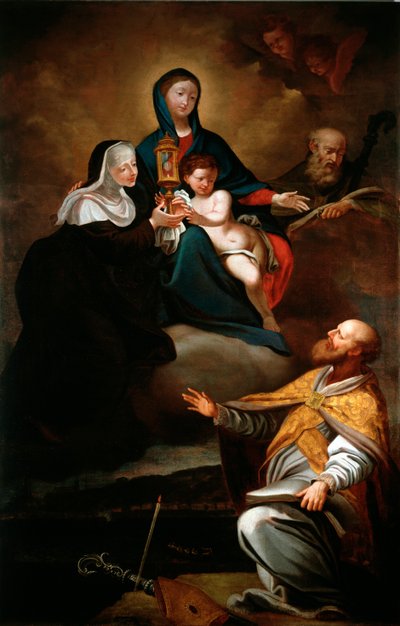 Virgin with Child, with Saint Erasmus of Formia, Saint Augustine of Hippo, and Saint Clare by Antonio Giolfi
