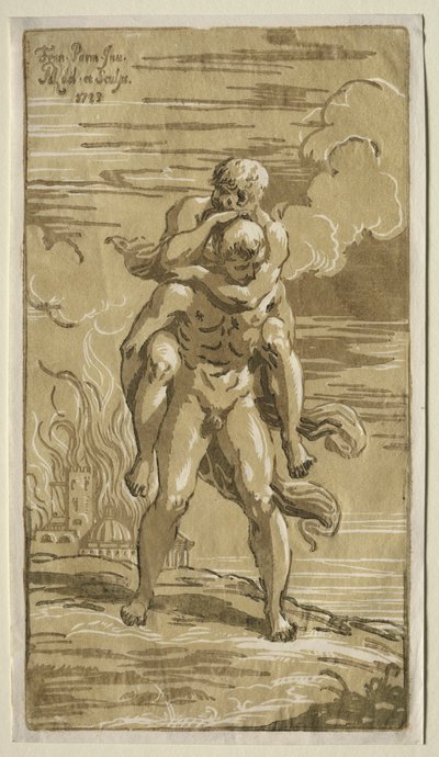 Eneas Carrying Anchises, his Father, from the Burning of Troy by Antonio Maria I Zanetti