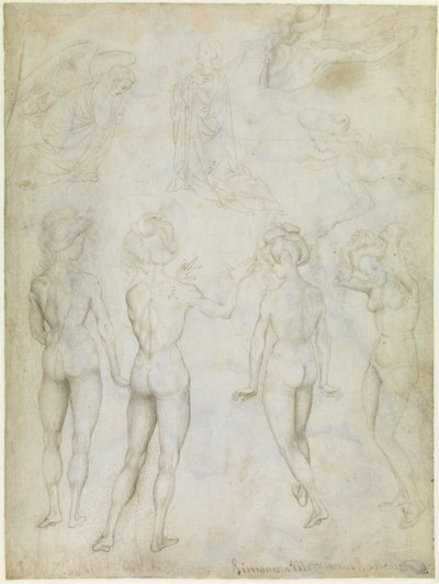 Four Studies of a Female Nude, an Annunciation and Two Studies of a Woman Swimming, c.1425 by Antonio Pisanello
