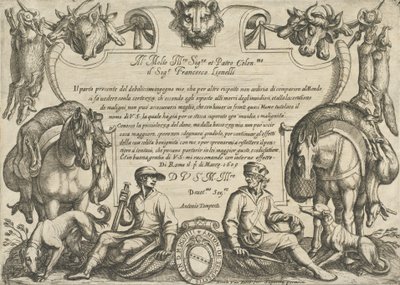 Frontispiece with Hunters, Dogs and Horses, from 