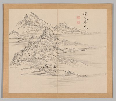 Double Album of Landscape Studies after Ikeno Taiga, Volume 1 leaf 35, 18th century by Aoki Shukuya