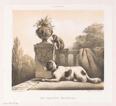 Dog and Monkey on a Terrace (The Faithful Watcher) by Arie Ketting de Koningh