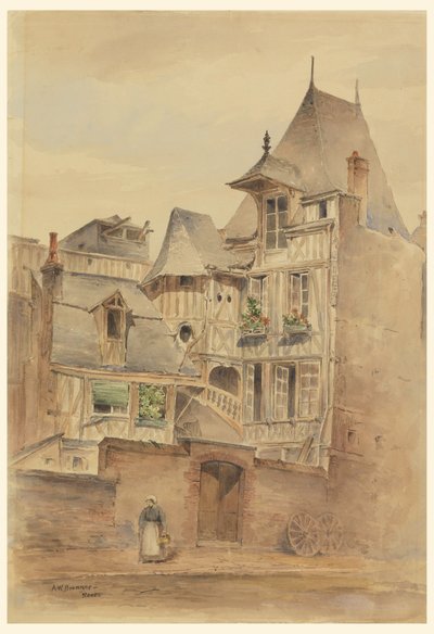 Street Scene with Medieval Houses, ca. 1885 by Arnold William Brunner