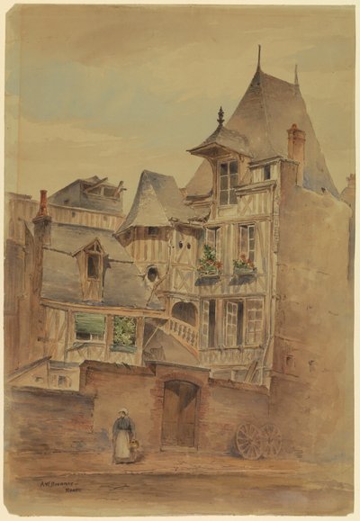 Street Scene with Medieval Houses, ca. 1885 by Arnold William Brunner
