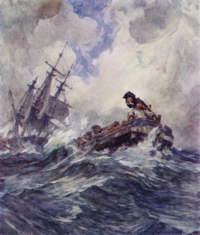 Lieutenant Nelson boarding a prize in a gale by Arthur David McCormick