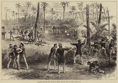 Conflict between the Natives of Samoa and the Crew of HMS Barracouta by Arthur Hopkins
