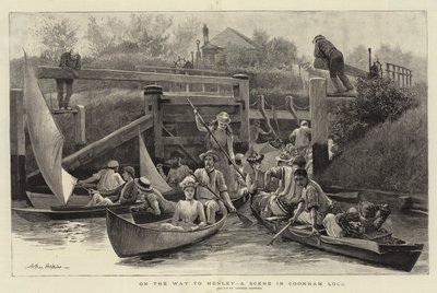 On the Way to Henley, a Scene in Cookham Lock by Arthur Hopkins