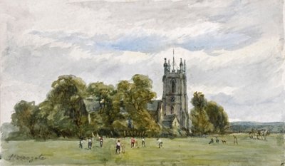 Cricket on the Stray, in front of Christ Church, High Harrogate by Arthur J. Stark