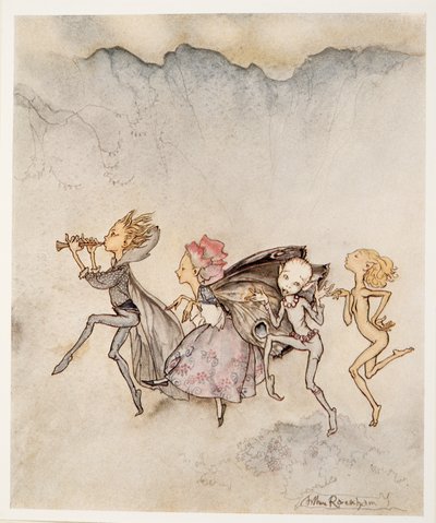 Each one, tripping on his toe, will be here with mop and mow, illustration from William Shakespeare